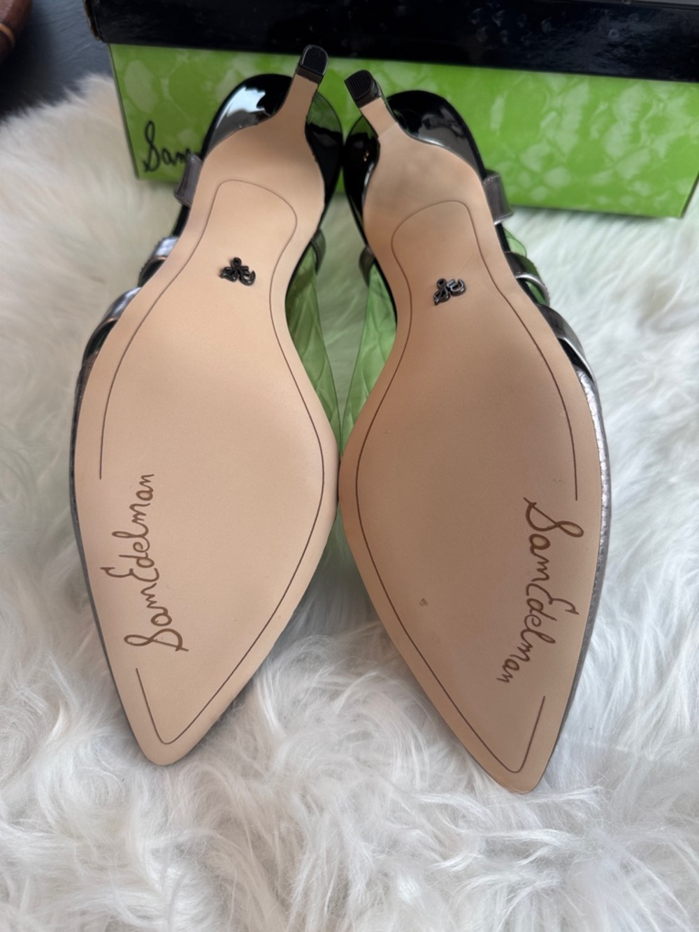 NWT Sam Edelman Othello Metallic Pewter Pointed Toe Heels size 10 - Picture 10 of 13